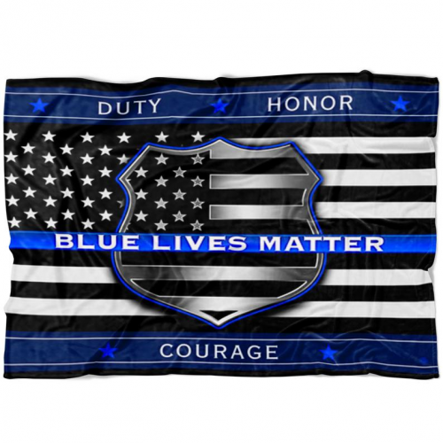 Blue Lives Matter Fleece Blanket Thin Blue Line Blanket Back _ Etsy