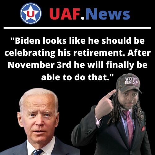 Biden looks like he should be celebrating his retirement. After November 3rd he will finally be able to do that.