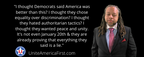 Copy of I thought Democrats said America was better than this_ I thought they chose equality over discrimination_ I thought they hated authoritarian tactics_ I thought they wanted peace and unity. It's not even Janua