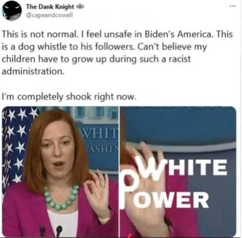 Psaki makes the White Power hand gesture