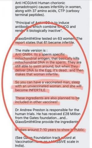 Infertility caused by the vaccine