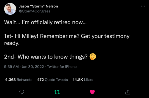 Jason “Storm” Nelson on Twitter