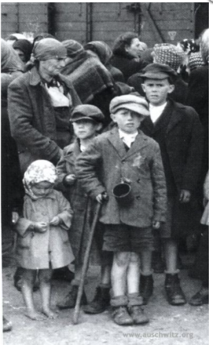Jewish families at the ramp in Birkenau