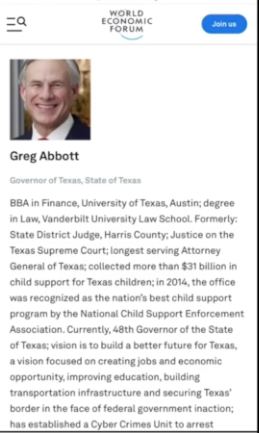 Texas Governor part of one world order Greg Abbout