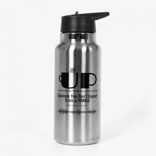 Stainless Water Bottle - Stainless Steel w Black Logo - 32oz - 25-99