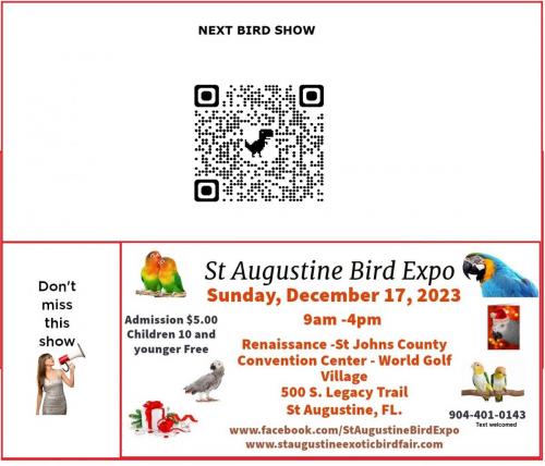 NEXT BIRD SHOW IN ST AUGUSTINE FL